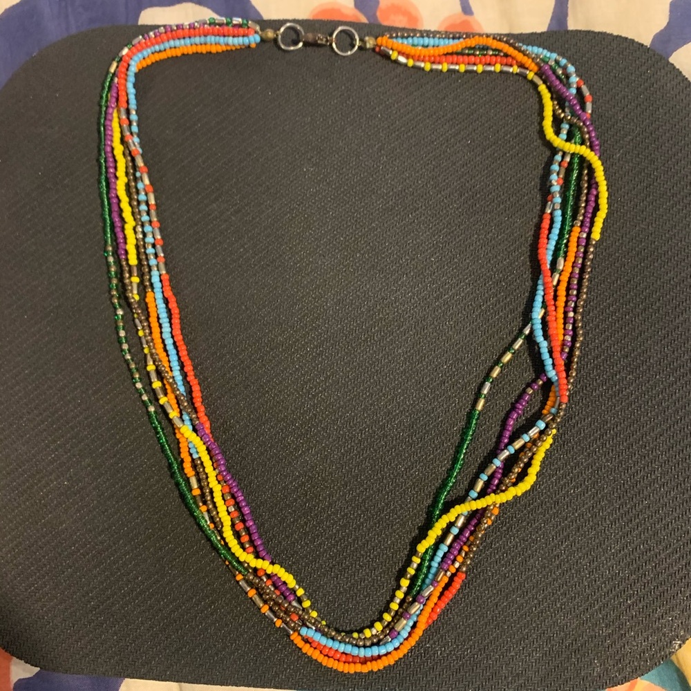 Colorful beaded layered necklace